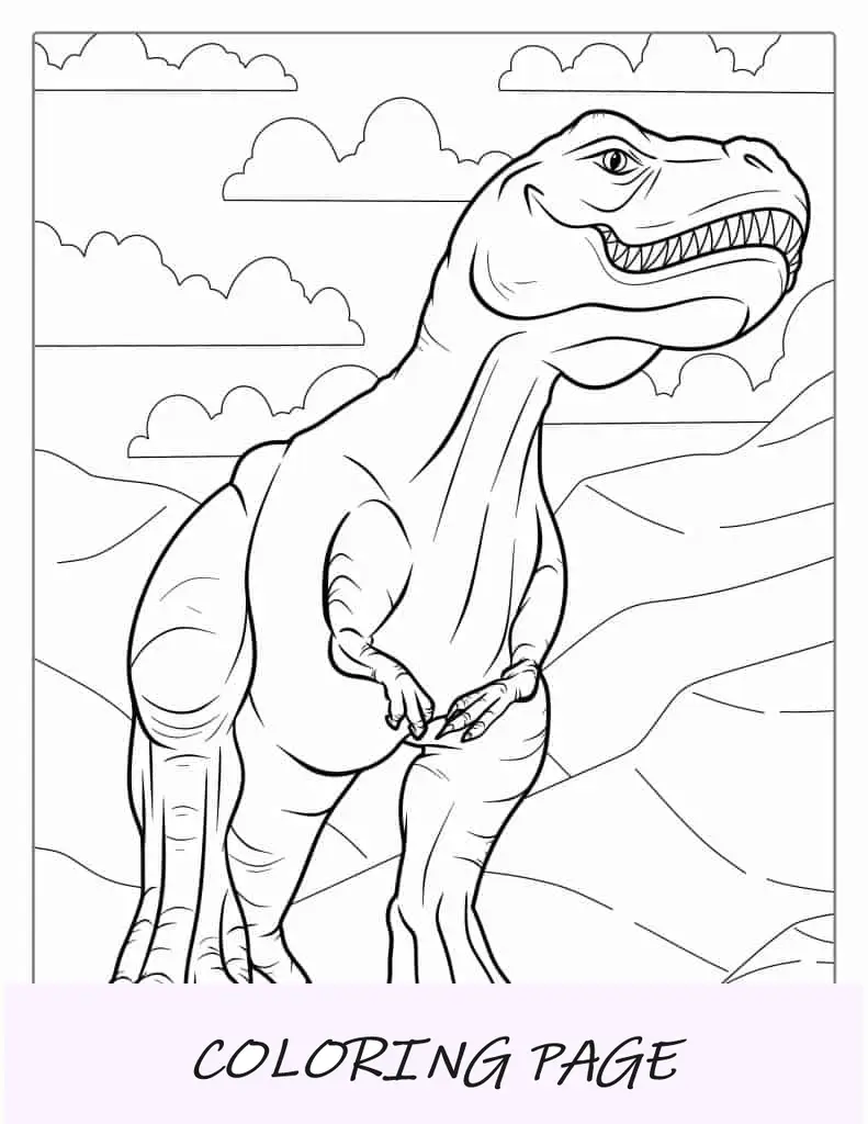 Página para colorear de dinosaurio Alfa T-Rex