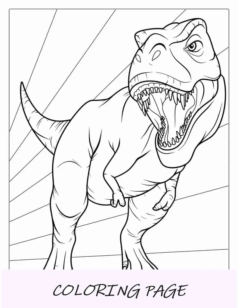 Dibujo para colorear de Tiranosaurio Rex enojado
