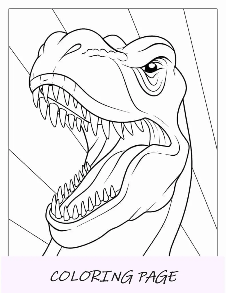 Cabeza de T-Rex con dientes afilados para colorear