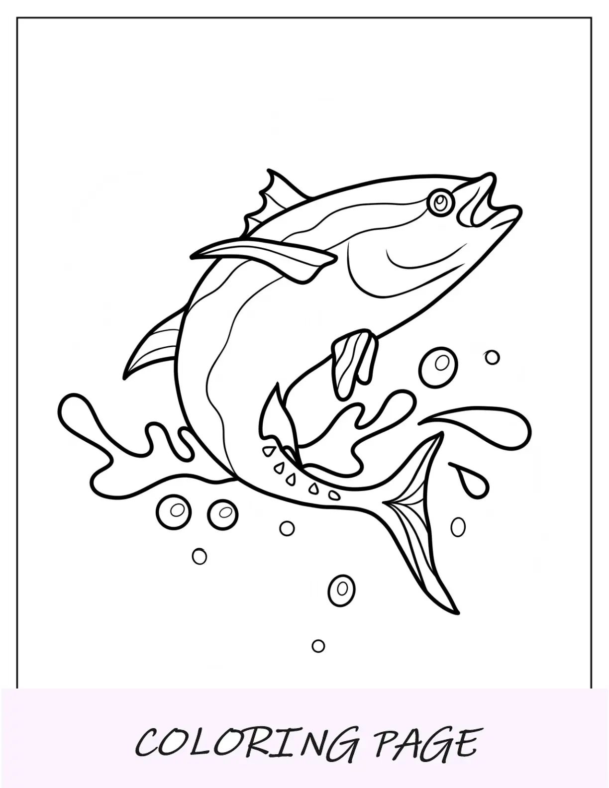 Página para colorir de pesca de pular fora da água