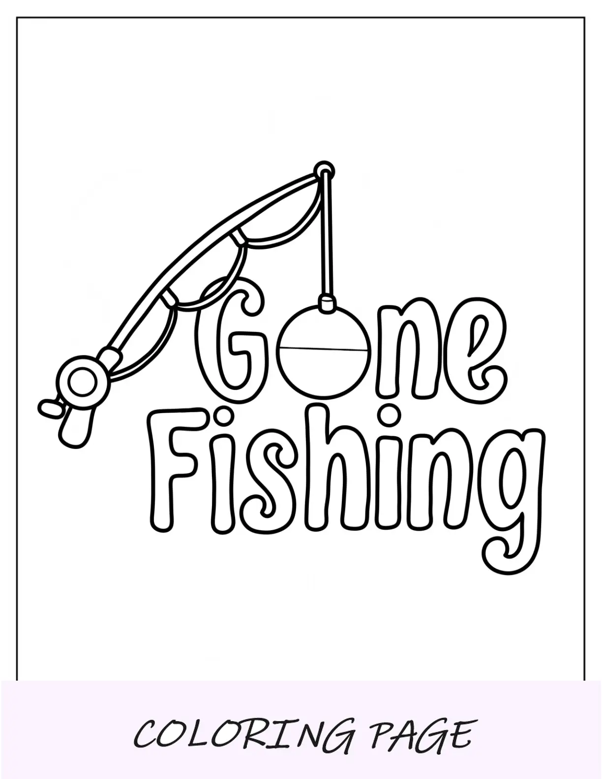 Página para colorir de pesca de pesca com vara e bobber