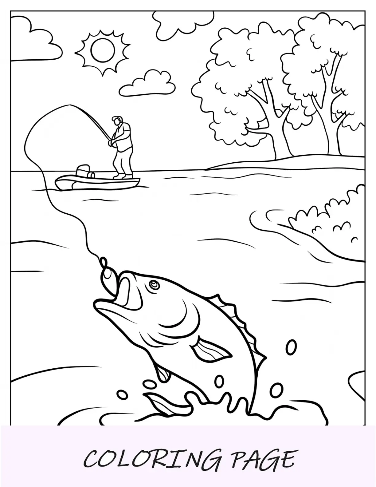 Peixe realista perseguindo a isca na vara de colorir de pesca