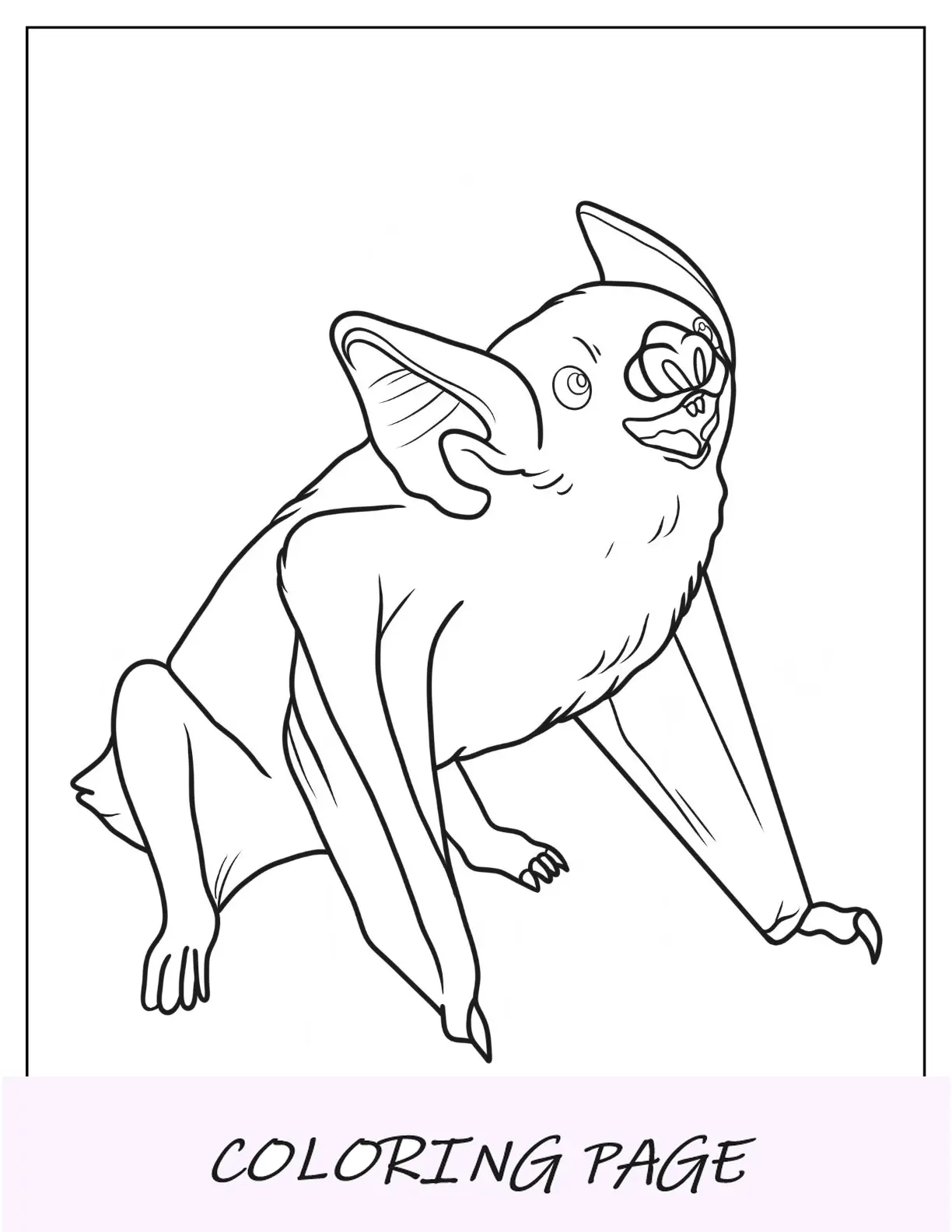 Página para colorir de morcego vampiro sorridente