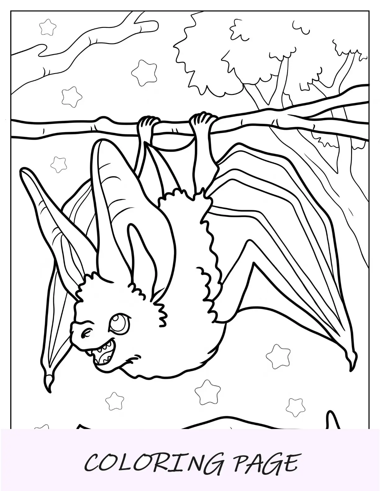 Página para colorir do morcego Mewitti se preparando para voar