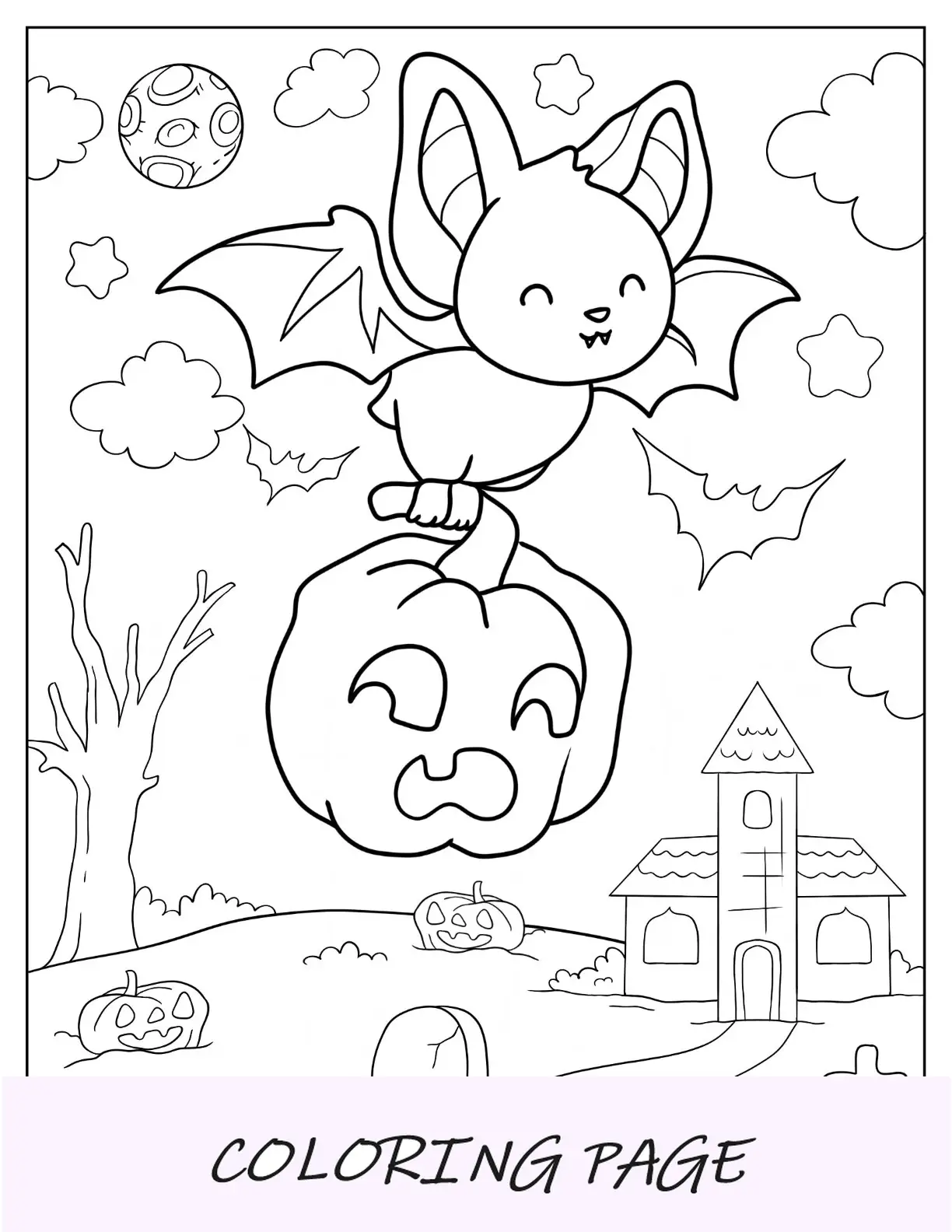 Página para colorir de morcego carregando Jack O Lantern no Halloween