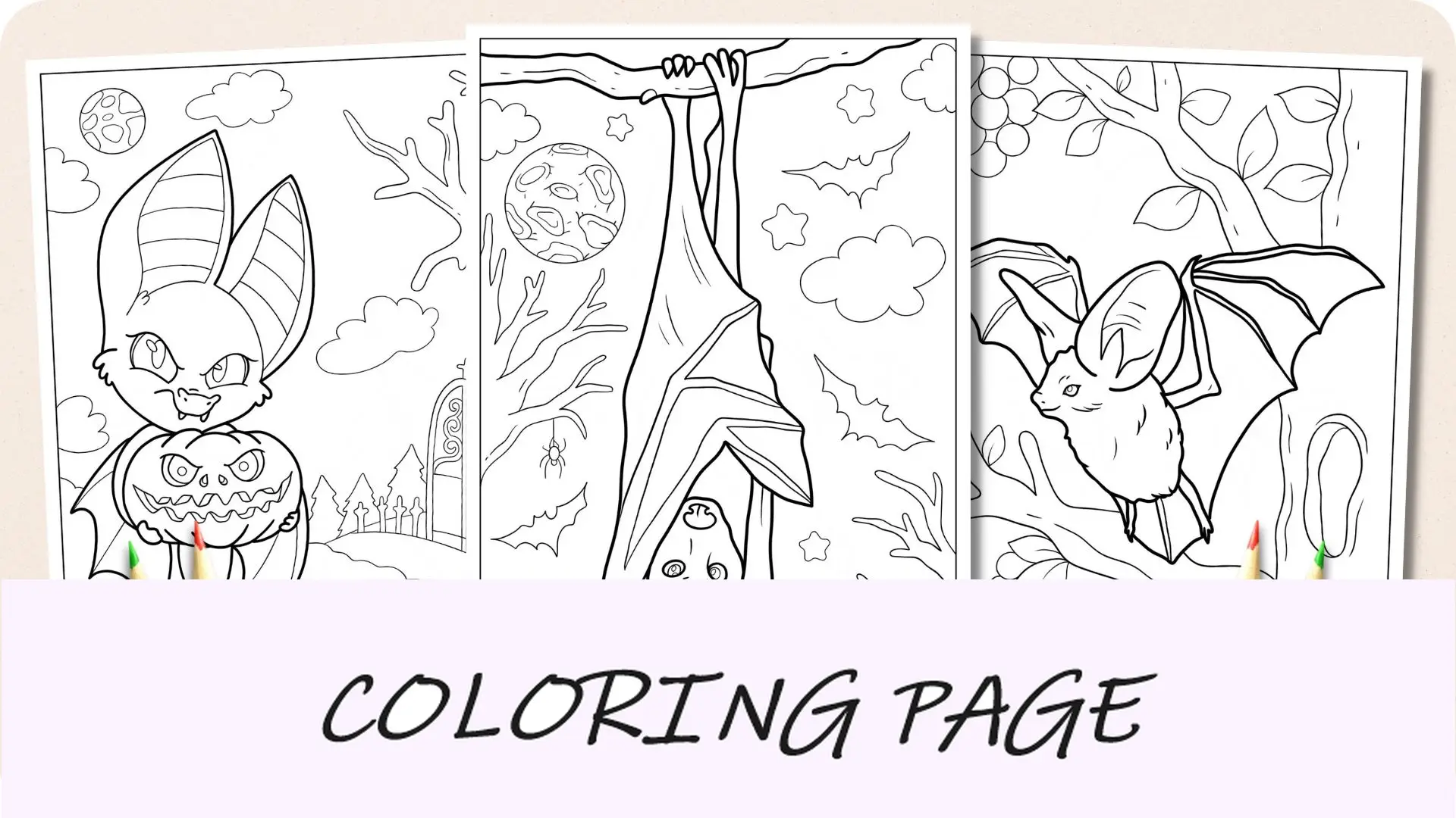 Imagem em destaque de páginas para colorir de morcegos