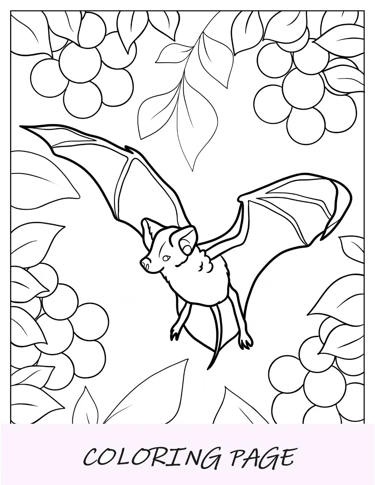 Página para colorir de pequeno morcego marrom no ar