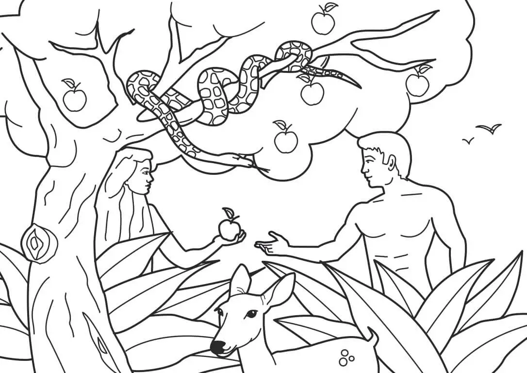 Adam And Eve Forbidden Fruit Bible Coloring Pages 2