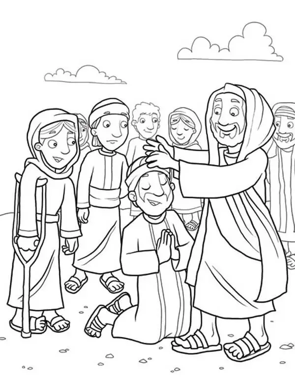 Jesus Heals The Sick Christian Bible Coloring Pages