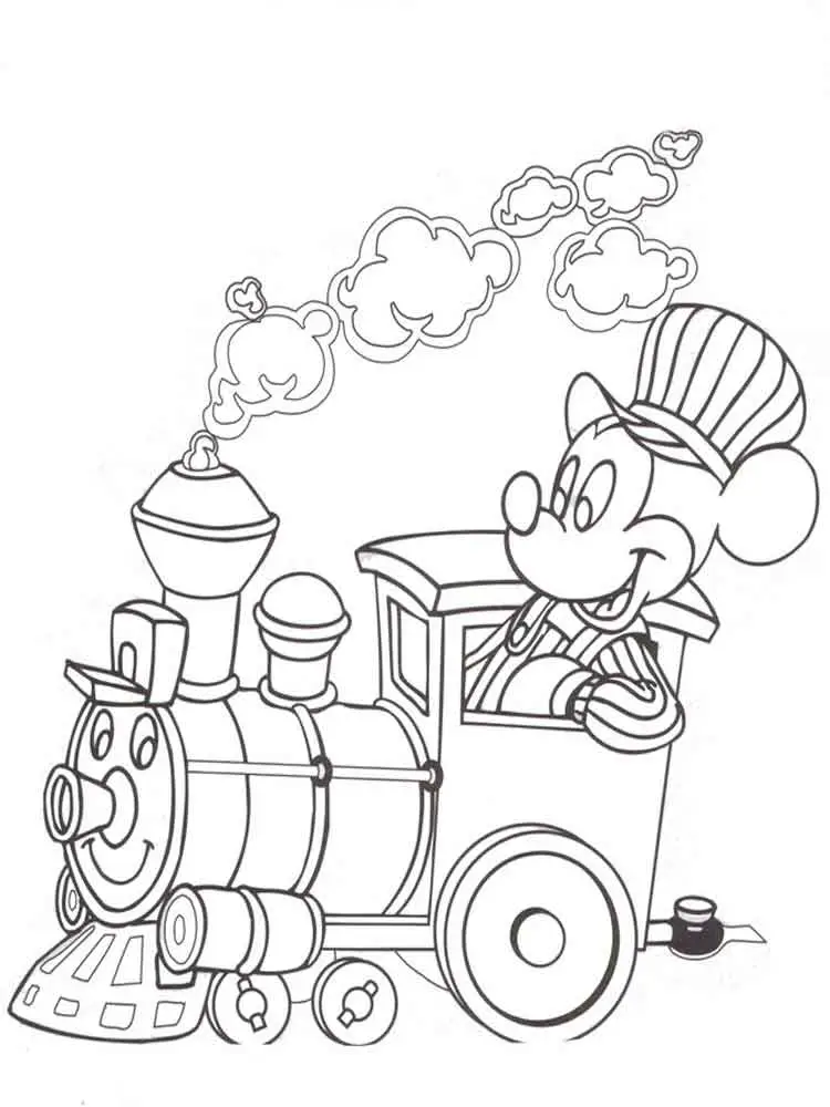 Train Conductor Mickey Coloring Page