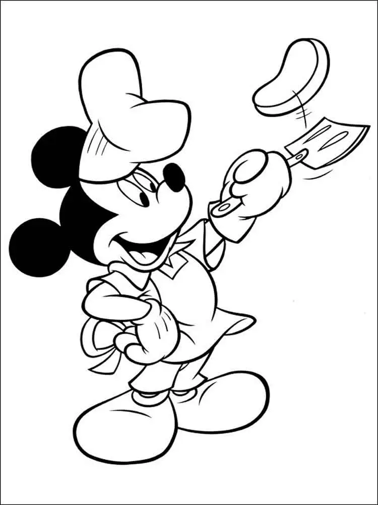 Mickey Flipping Burgers Coloring Pages