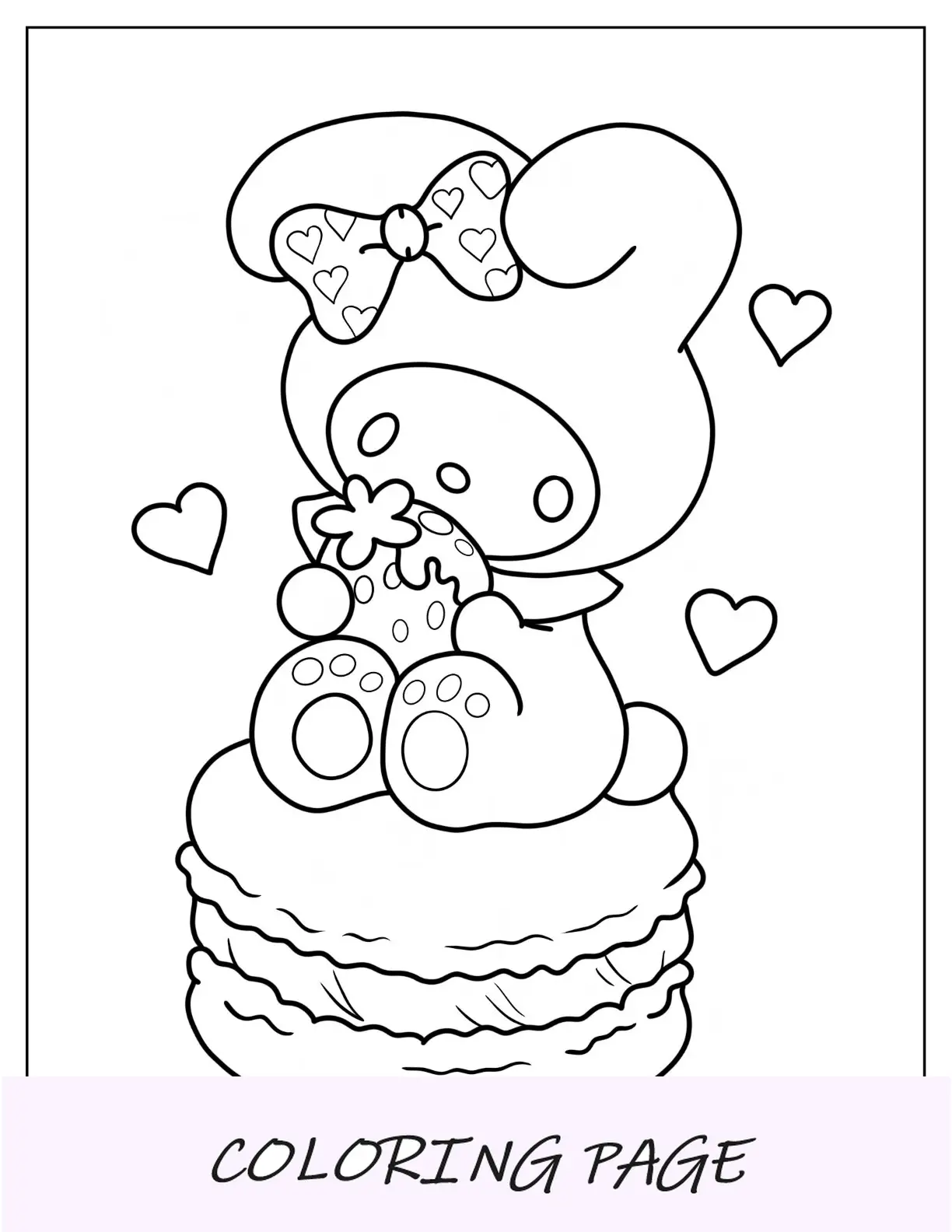 Minha página para colorir Melody em cima de um macaron