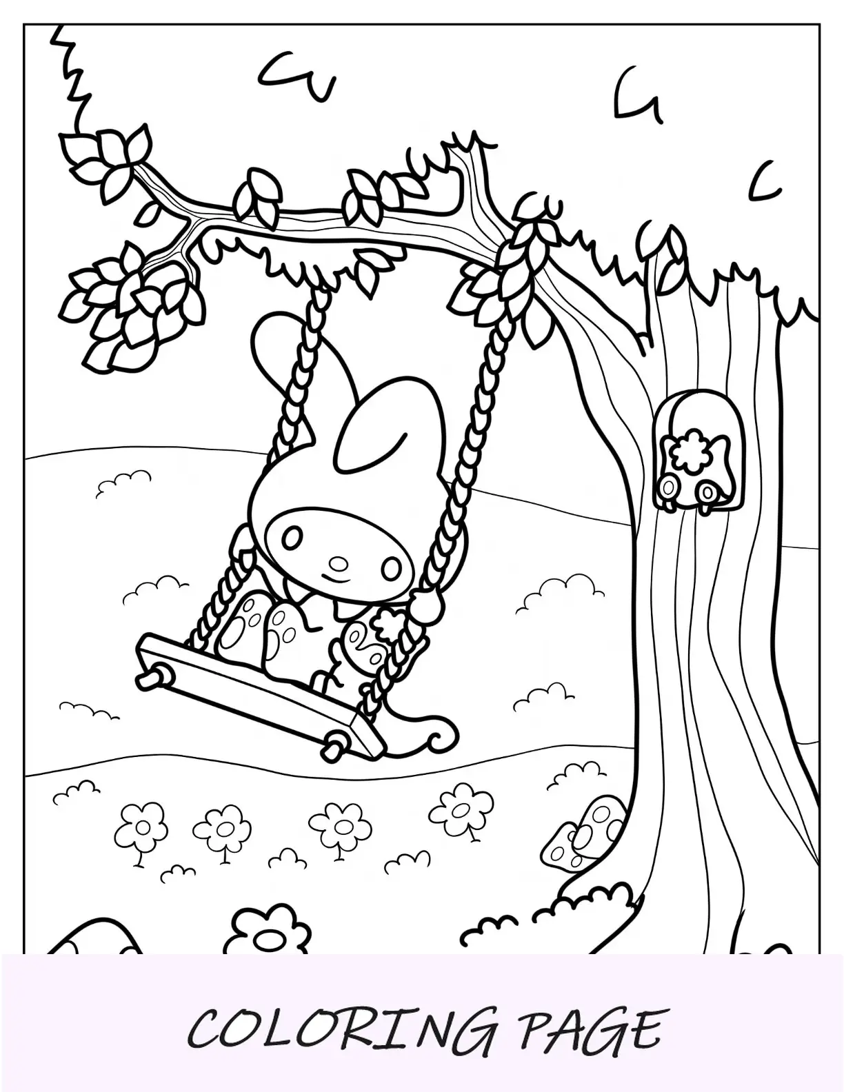 Minha página para colorir Melody em um balanço com Risu