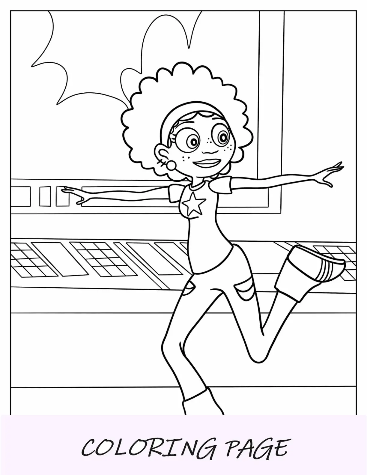 Página para colorir de Kratts selvagens de Koki em pose engraçada
