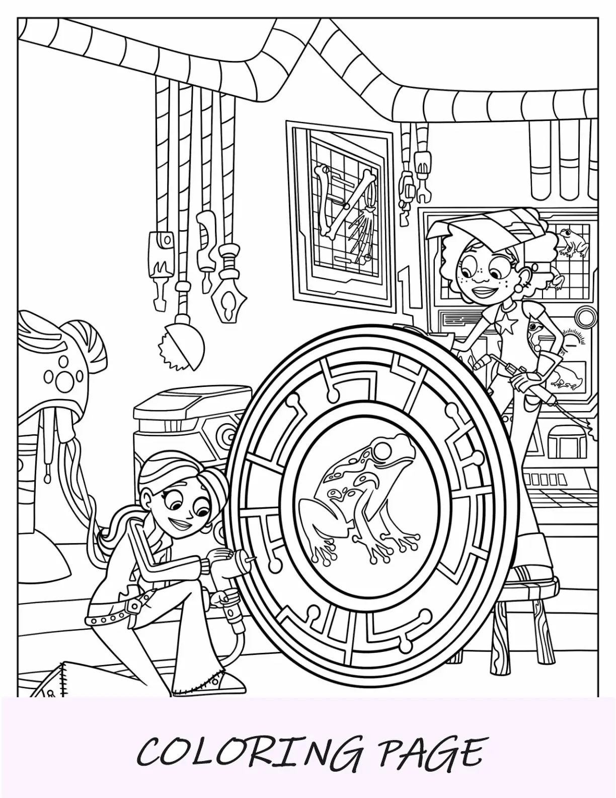 Página para colorir de Wild Kratts com trabalho detalhado de Koki e Aviva