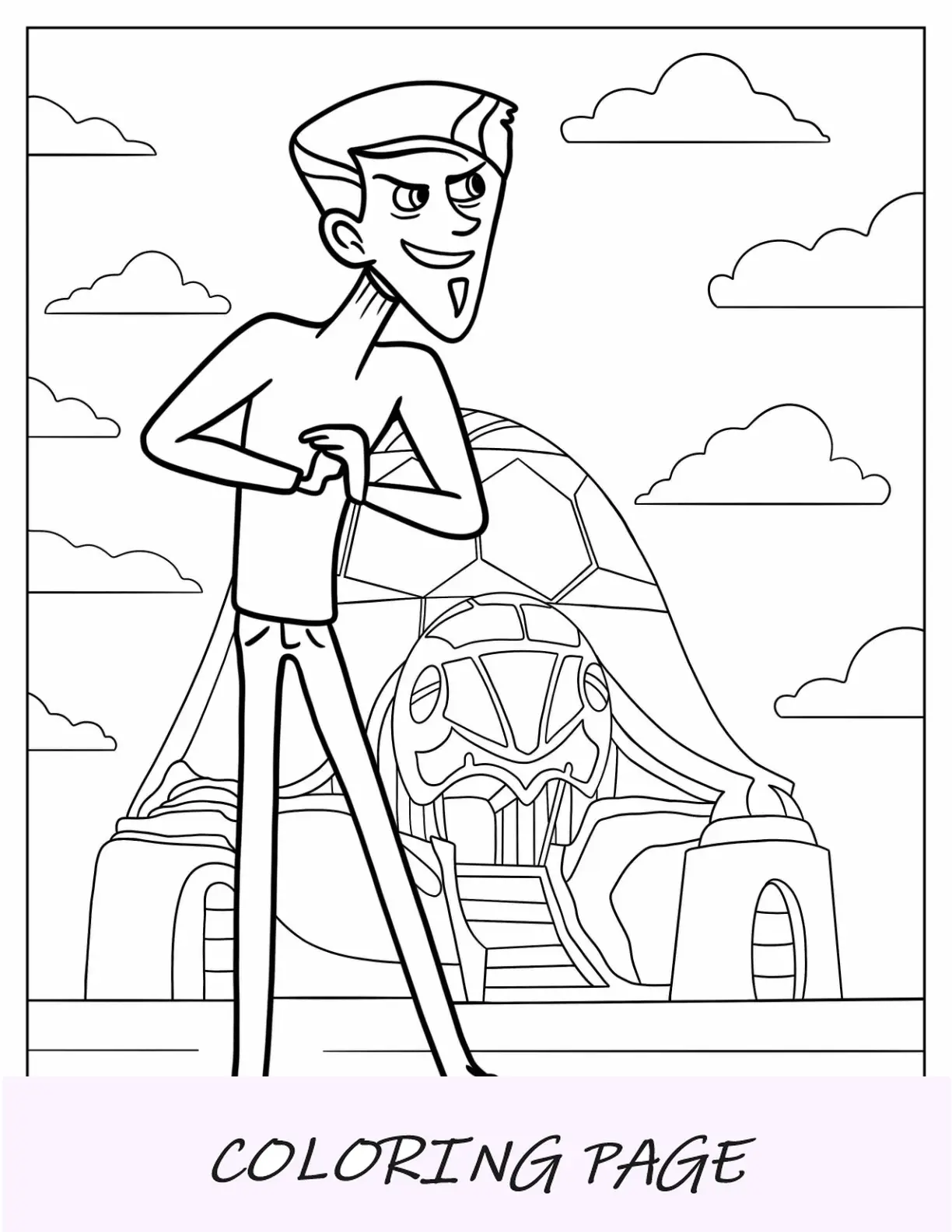 Página para colorir de Wild Kratts de Zachary Varmitech sorrindo