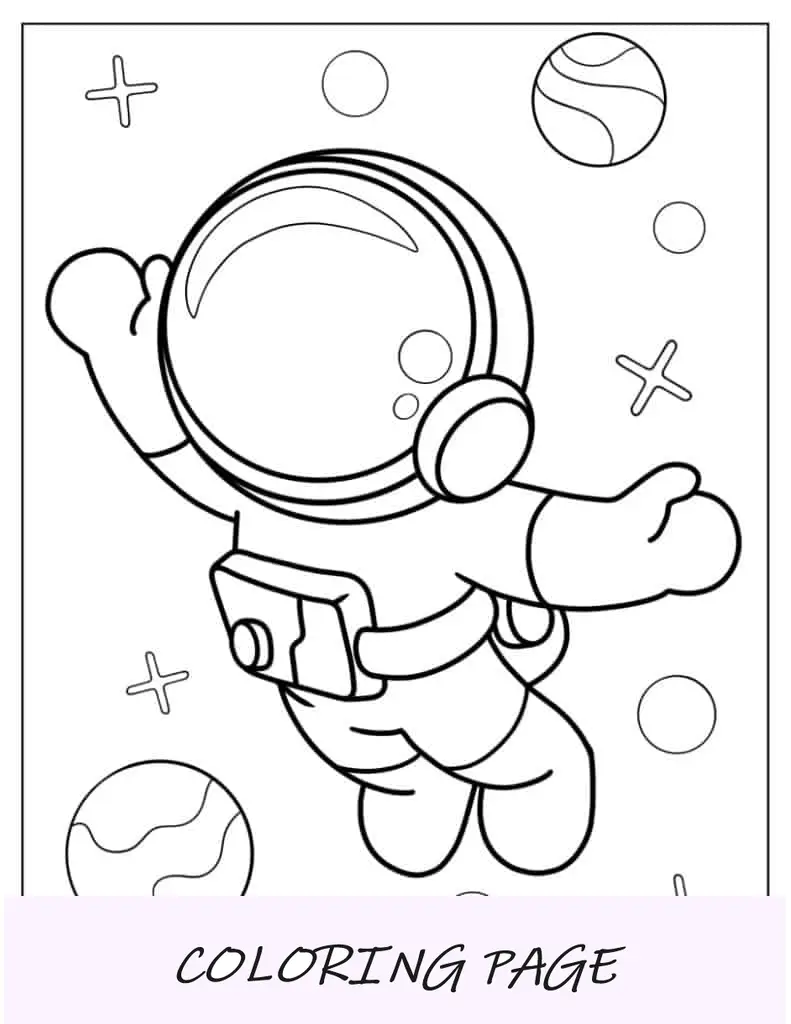 Astronauta voando no espaço para colorir