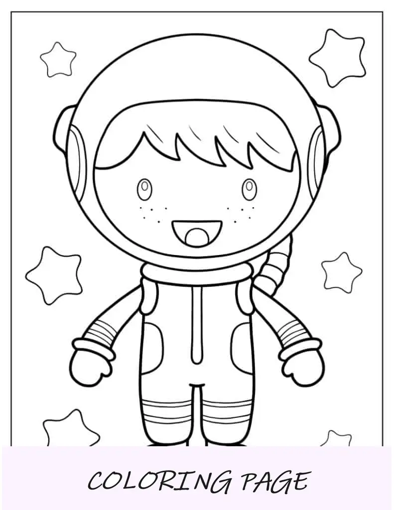 Folha para colorir de astronauta fofo