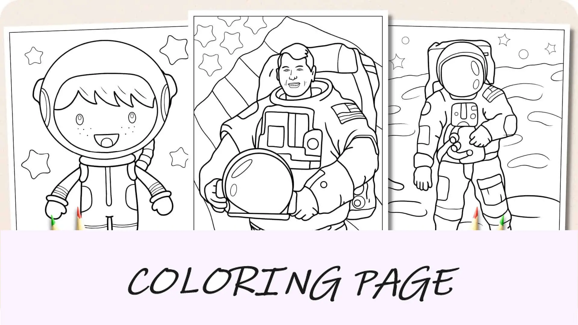 Imagem em destaque da página para colorir do astronauta