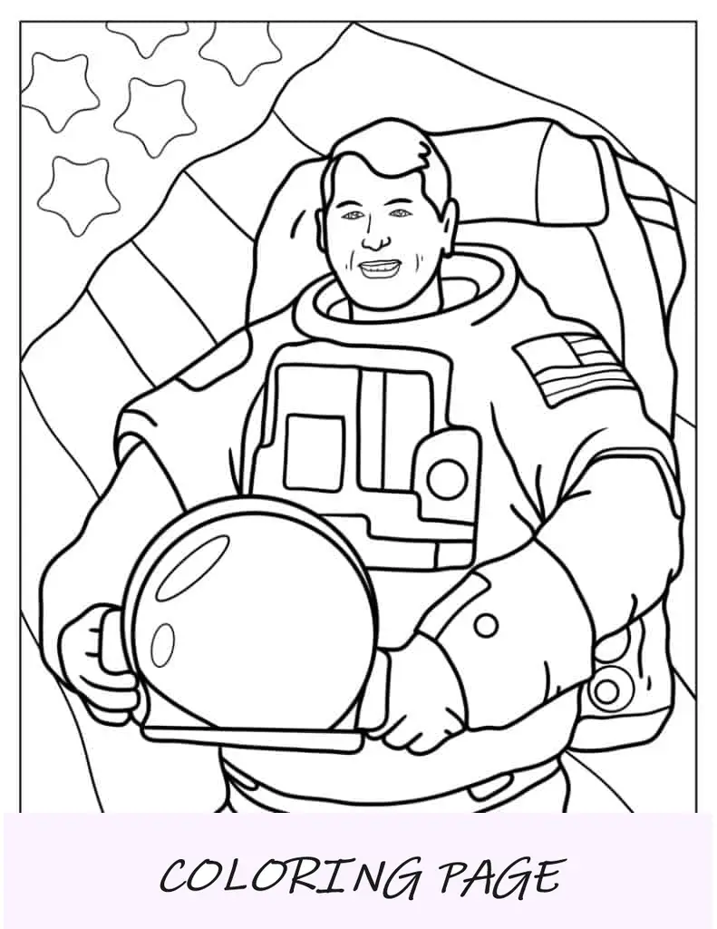 Página para colorir do astronauta da NASA
