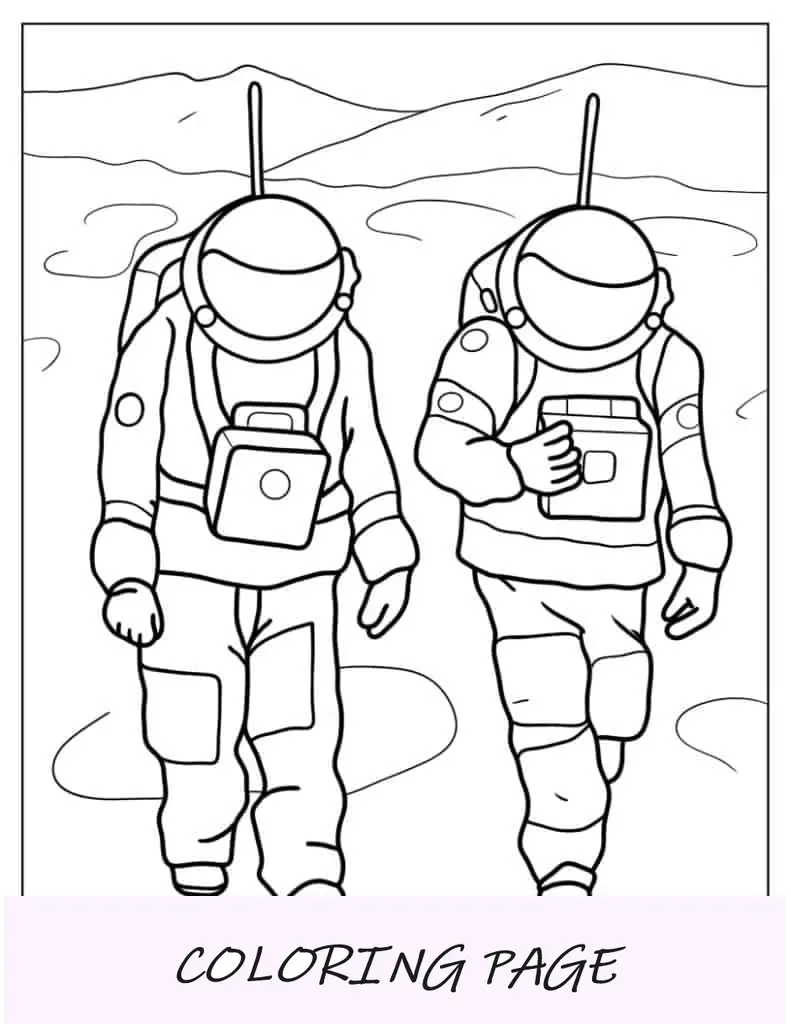 Dois astronautas caminhando em Marte