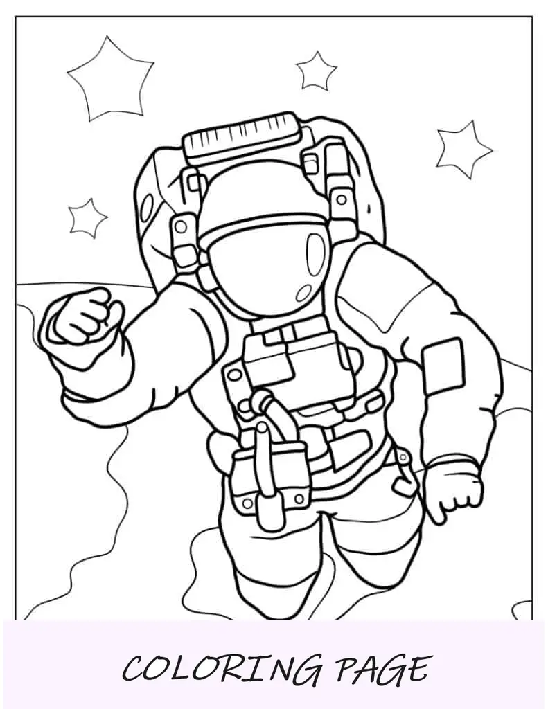 Folha para colorir de astronauta flutuando acima da terra