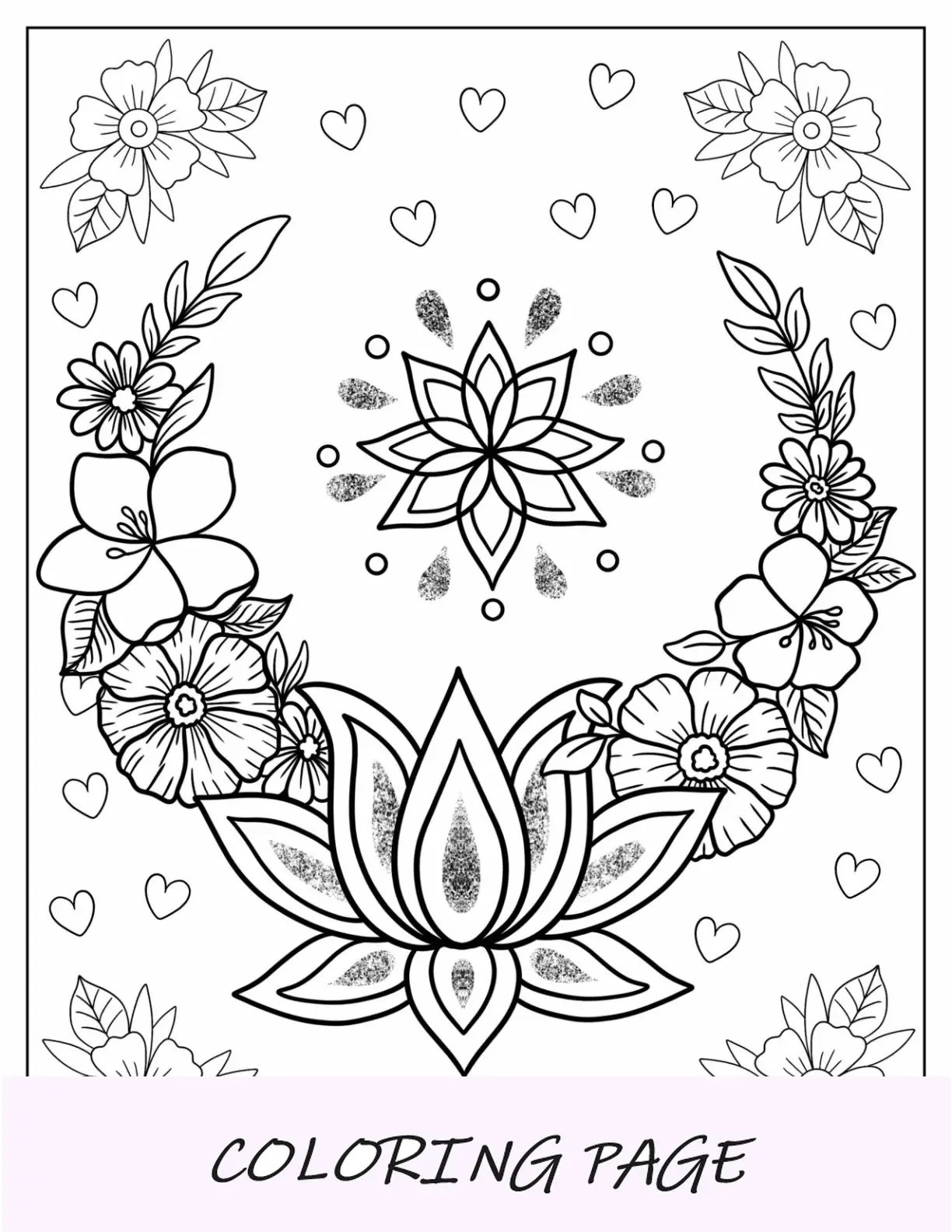 Página para colorir Boho de elementos com cartas de tarô, luas e leitura de palma