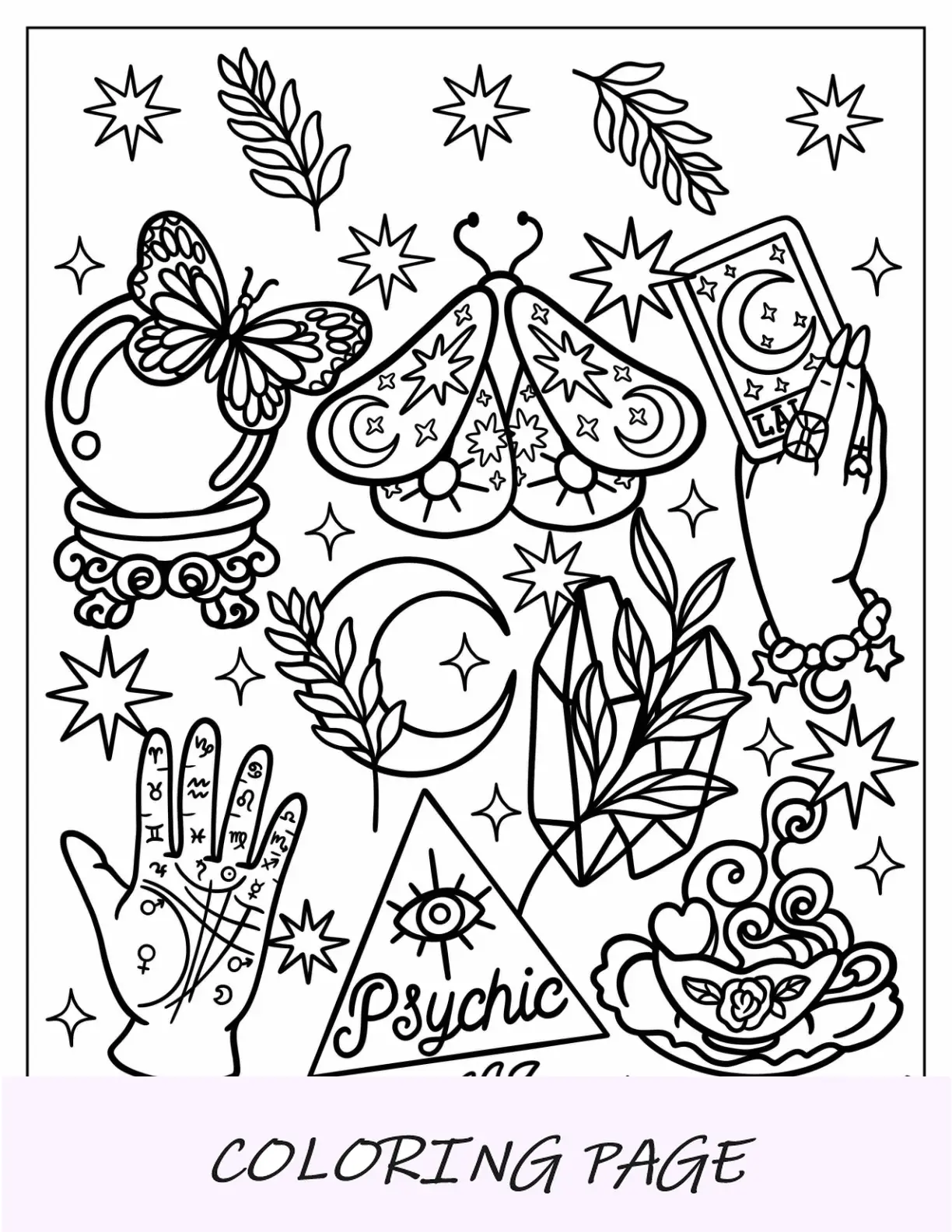 Página para colorir Boho de uma menina de desenho animado segurando uma flor