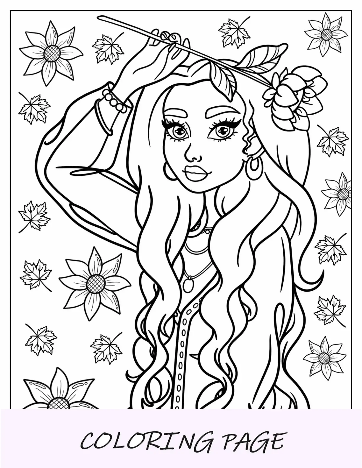 Página para colorir Boho de cacto sol e pássaro