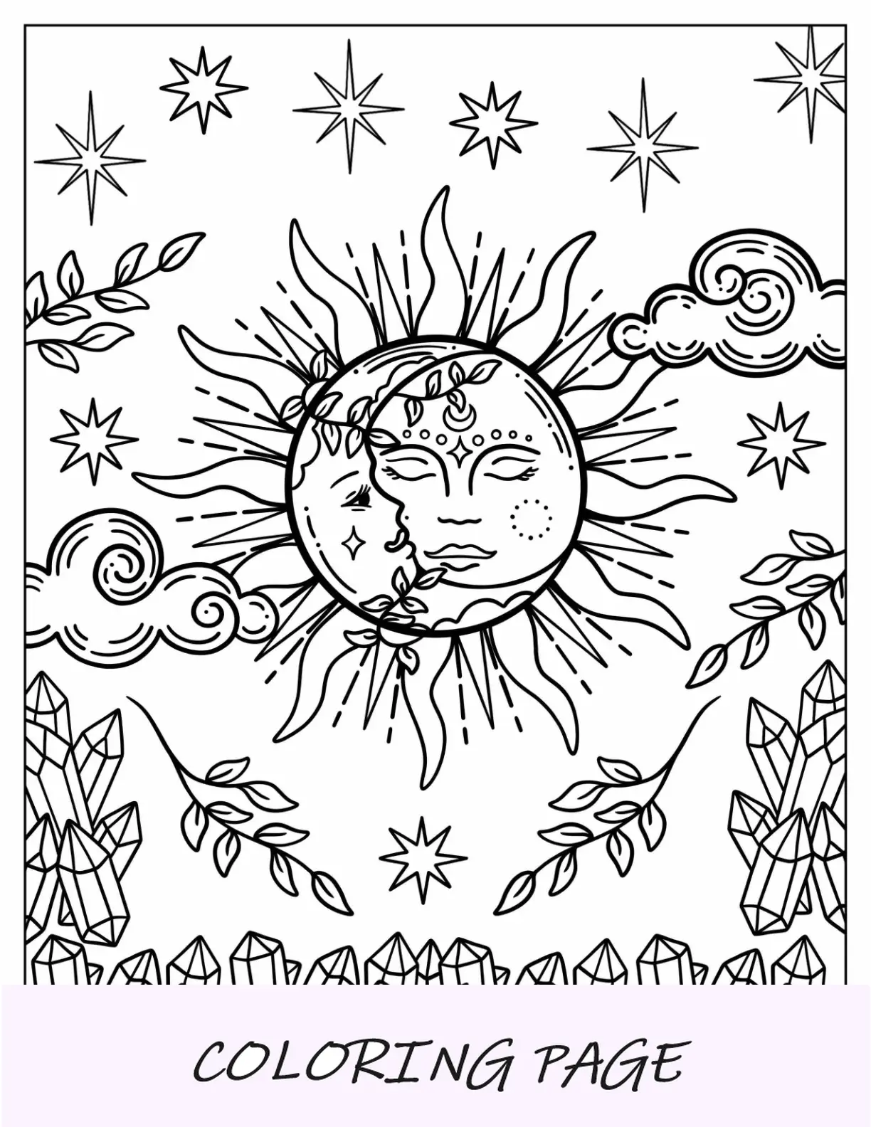 Página para colorir Boho com desenho de mandala com folhas