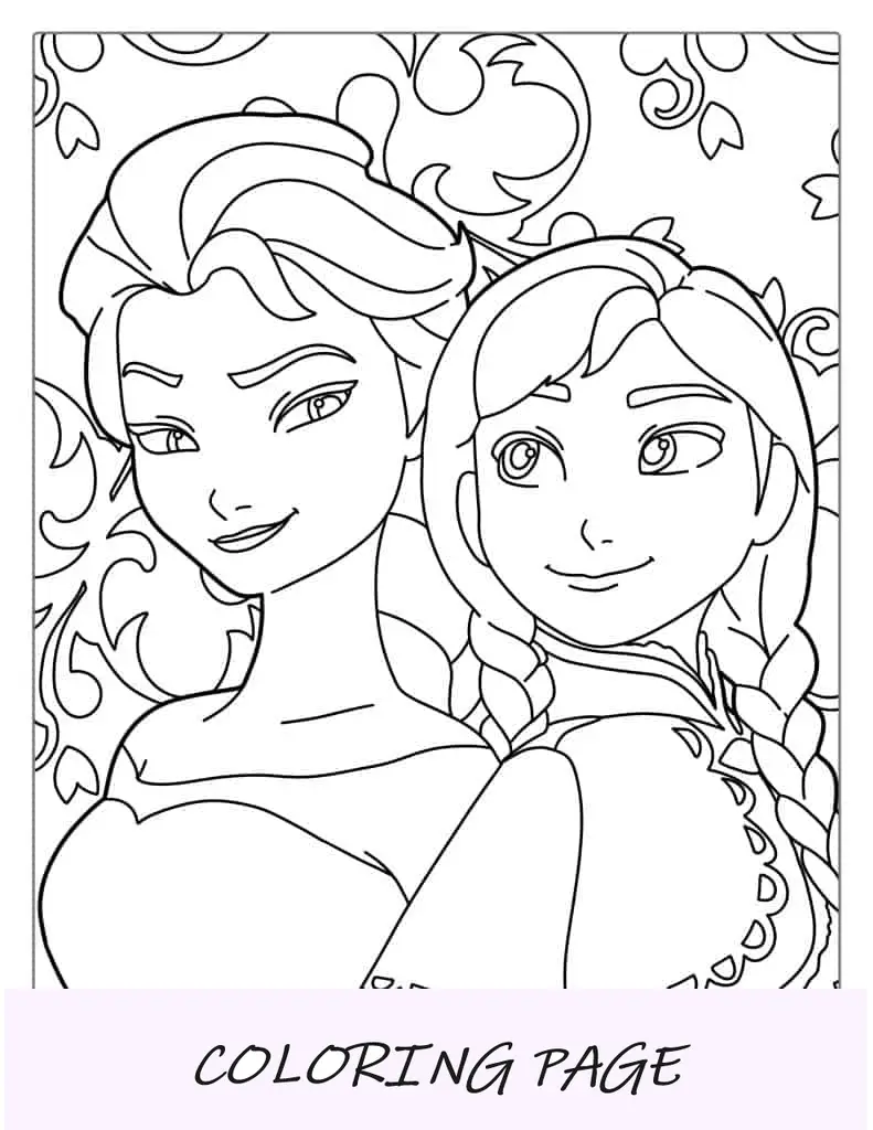 Anna e Elsa para colorir para crianças