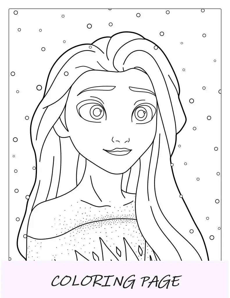Elsa sorrindo enquanto nevava para colorir