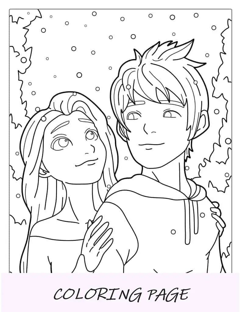 Jack Fost e Elsa de Frozen para colorir