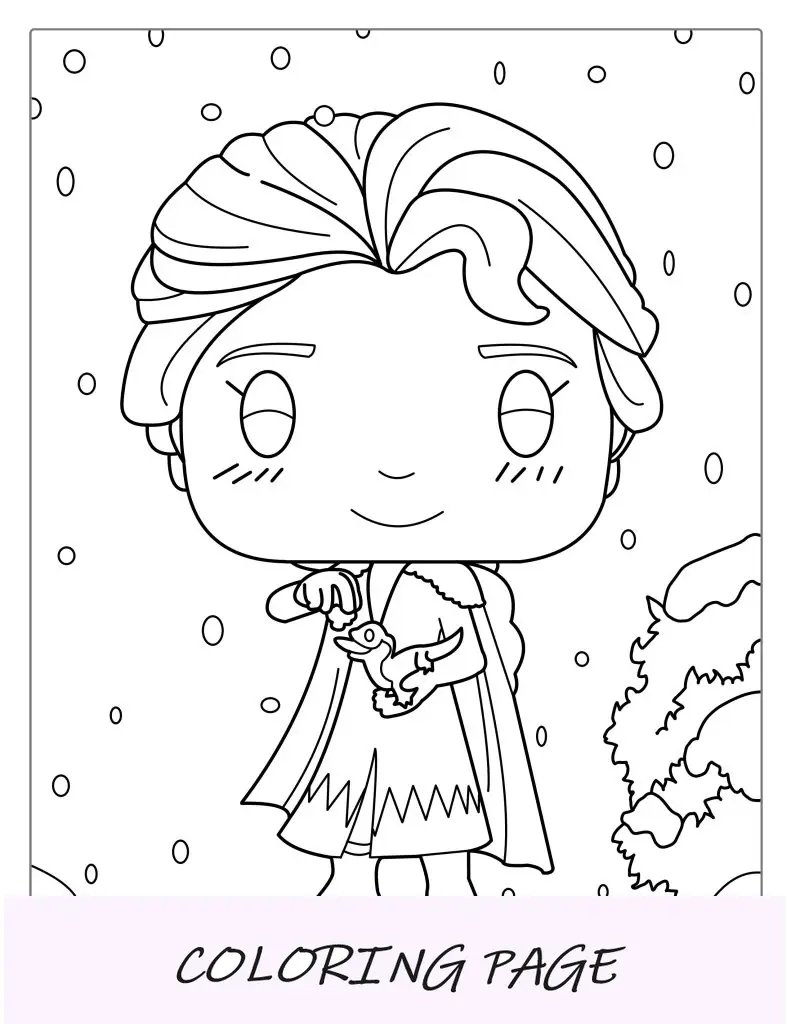 Coloração fofa Elsa Funko Pop para crianças em idade pré-escolar