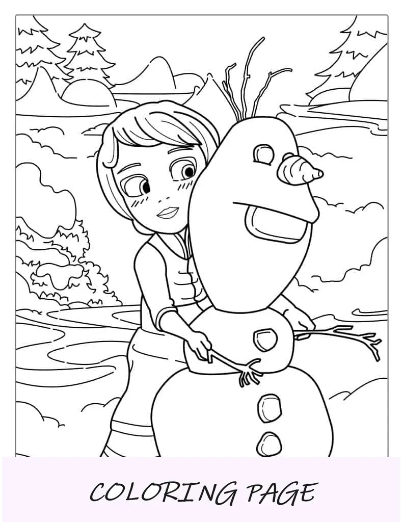 Jovens Elsa e Olaf na neve