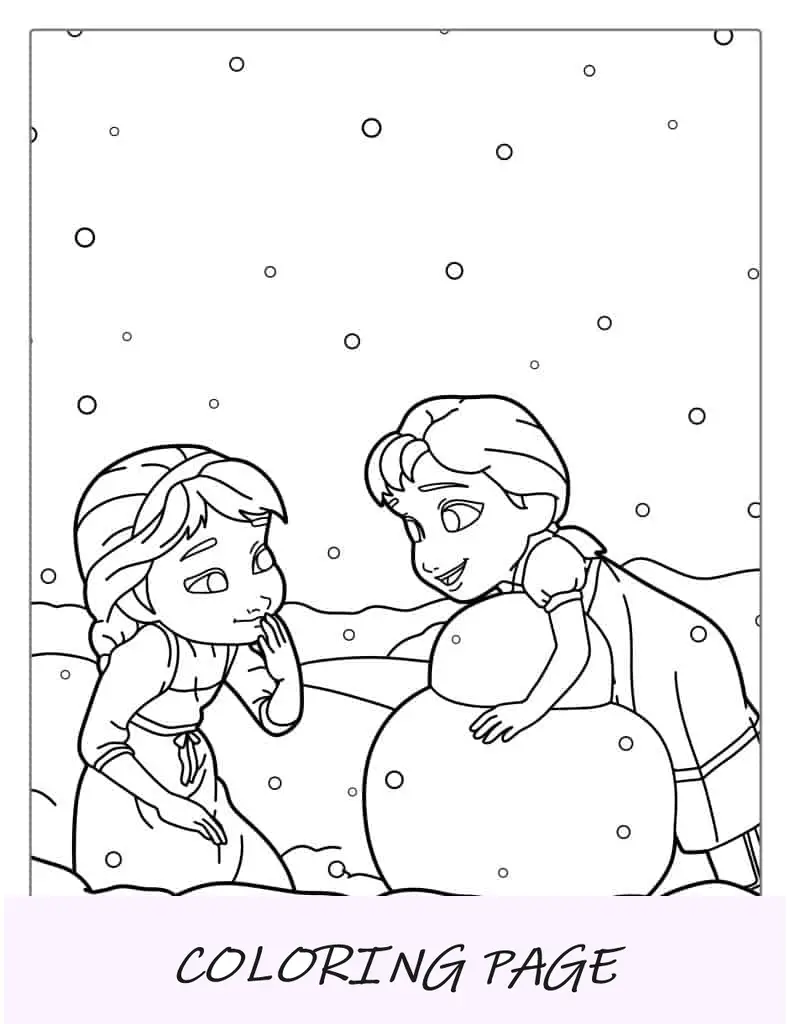 Elsa e Anna Young para colorir