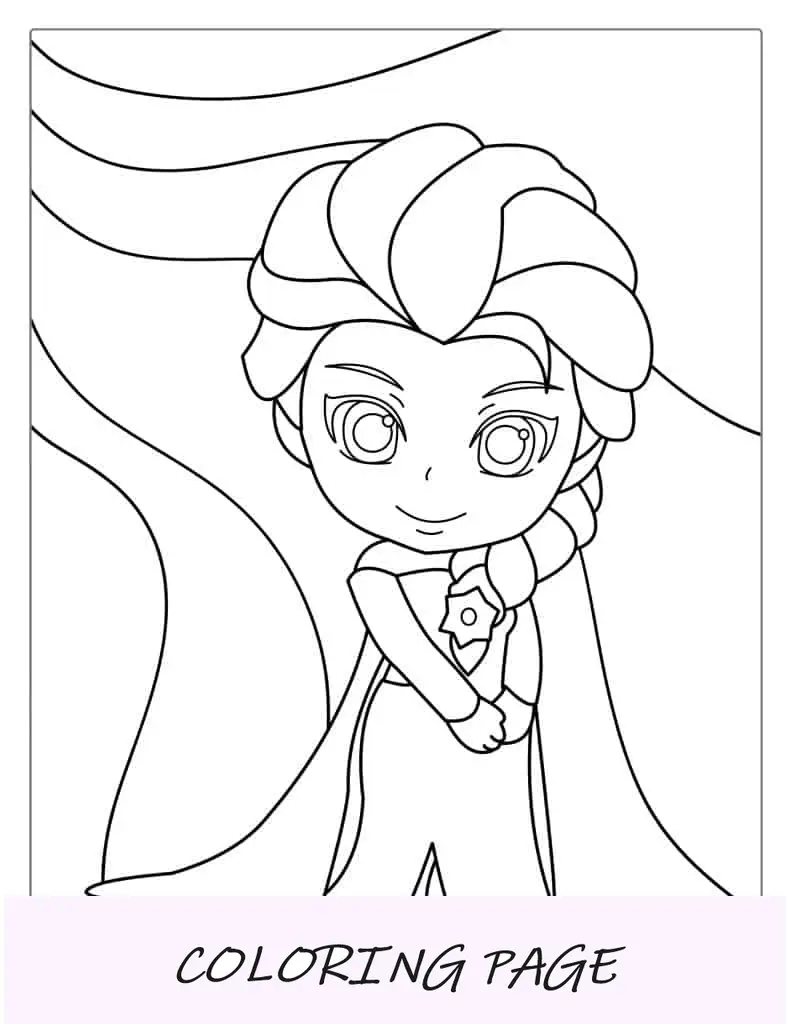 Esboço simples da Disney Elsa para colorir