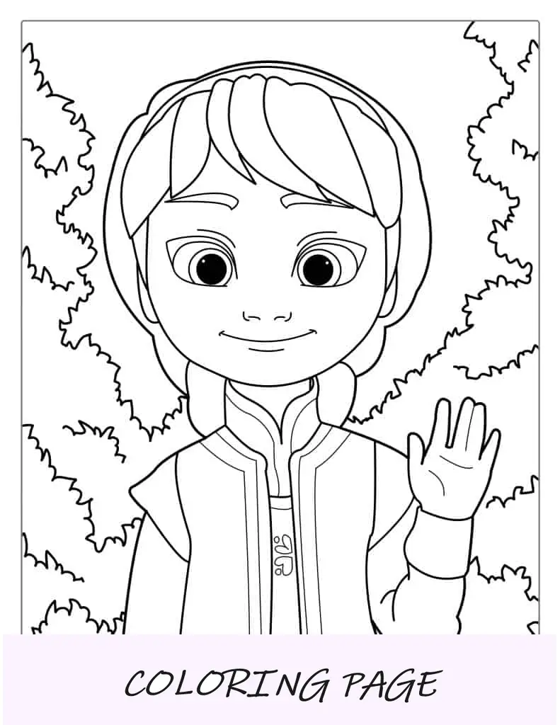 Folha para colorir fácil de Elsa quando criança