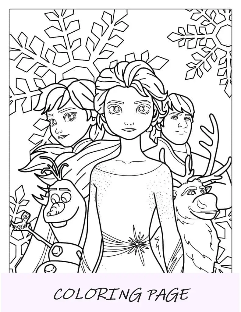 Elsa, Anna, Sven, Olaf e Kristoff