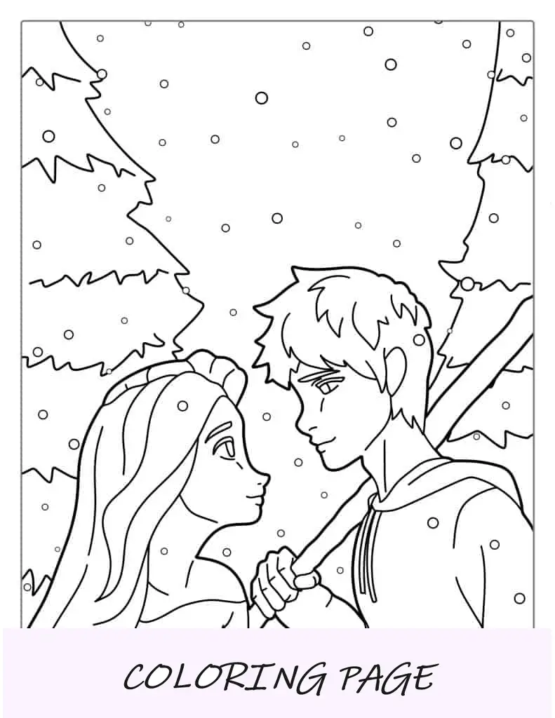 Elsa e Jack Frost para colorir