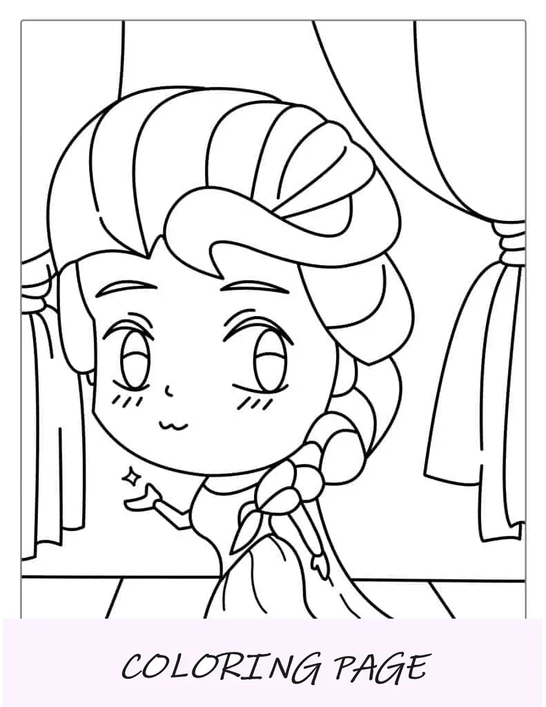 Desenho de Elsa para colorir para crianças em idade pré-escolar