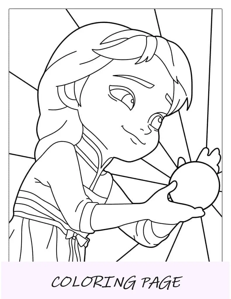 A jovem Elsa quando criança, coloração simples
