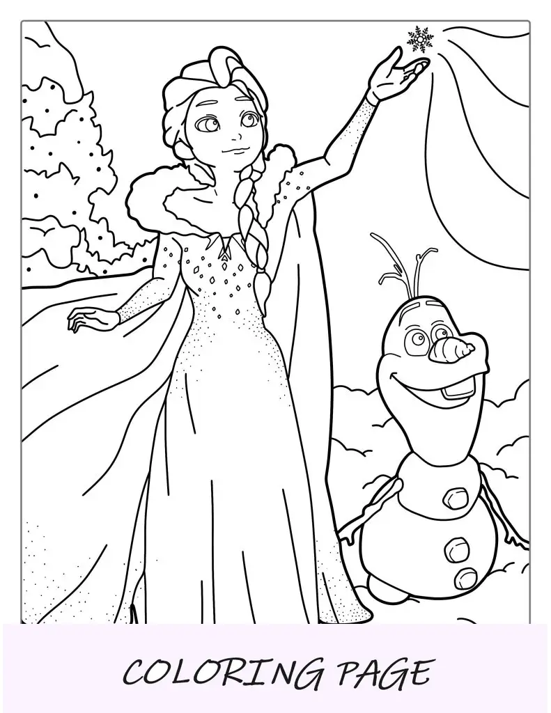 Elsa e Olaf da página para colorir Frozen