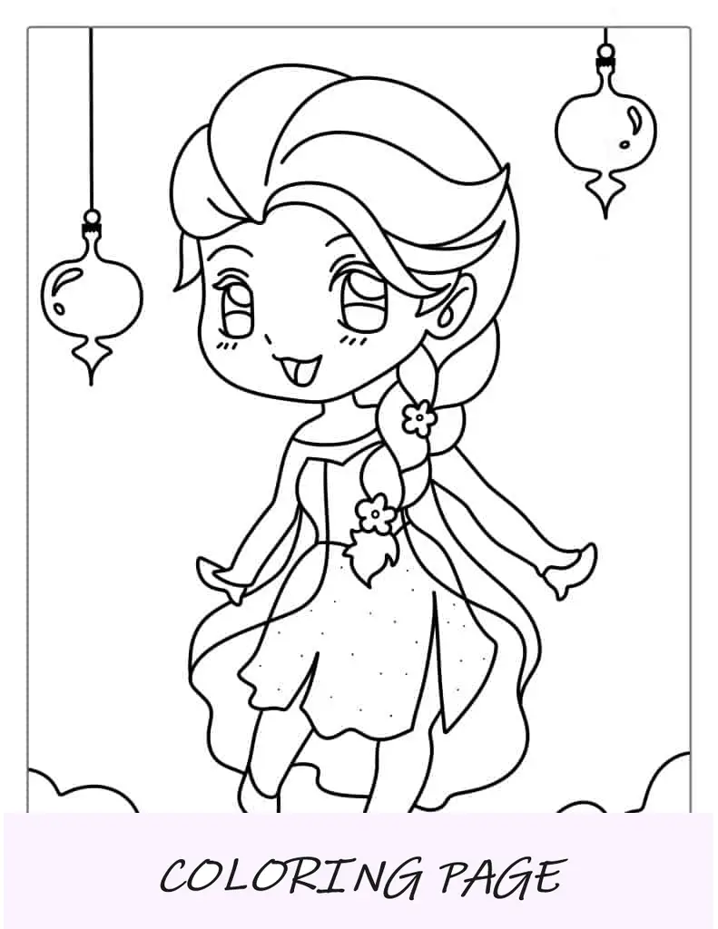 Folha para colorir fácil de Elsa para crianças pequenas