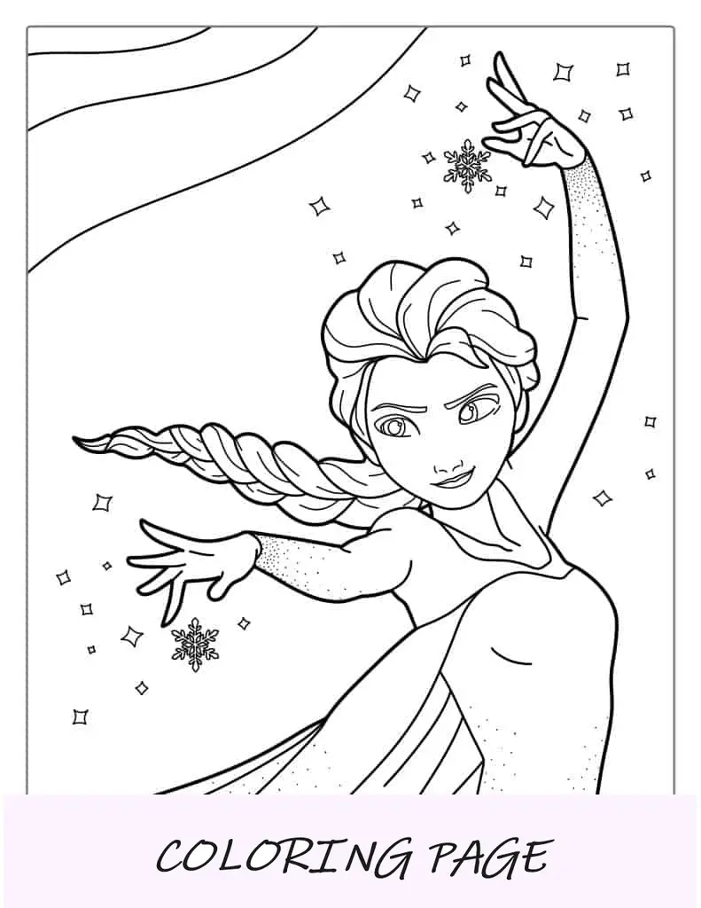 Folha para colorir detalhada da Elsa mágica
