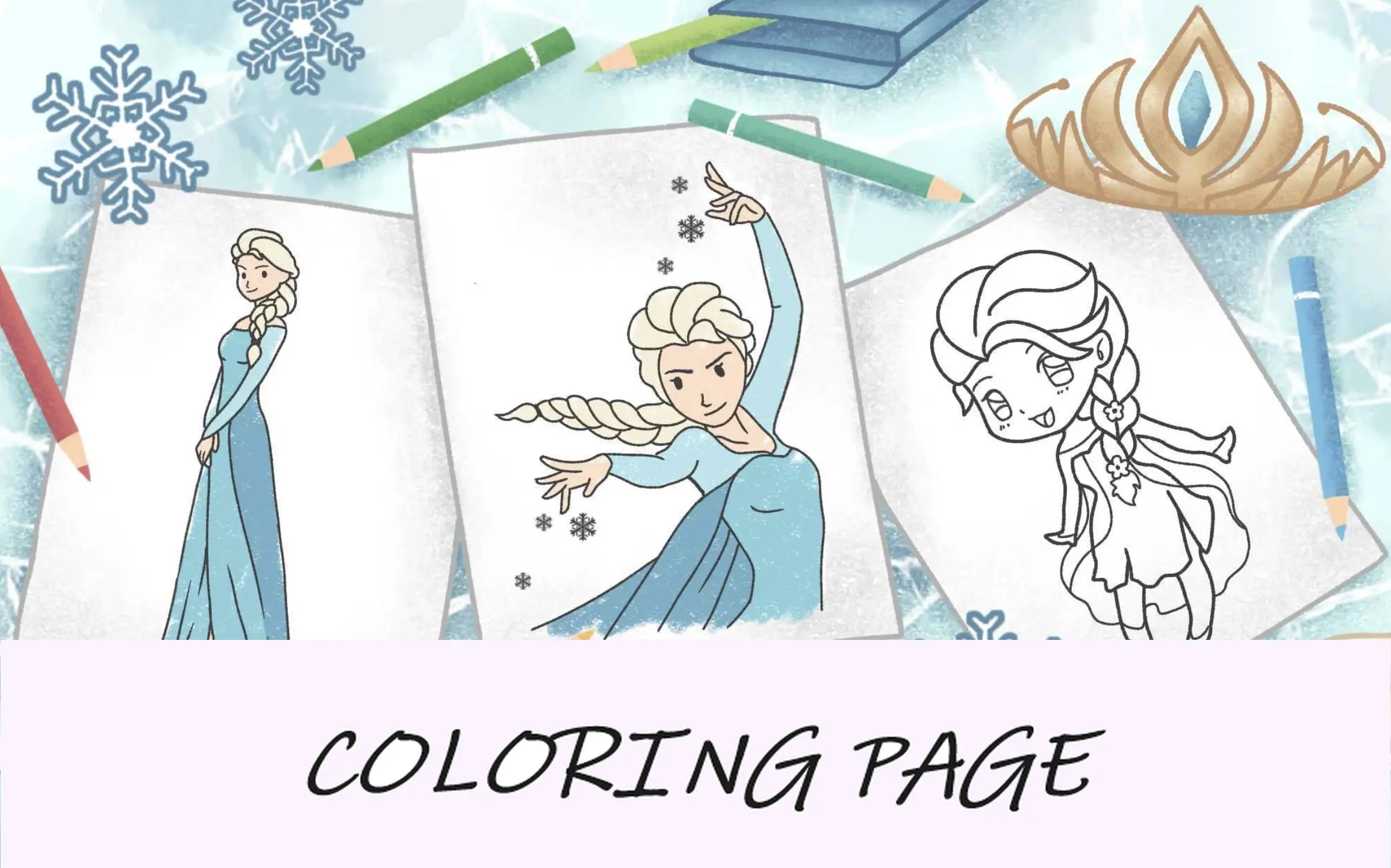 imagem em destaque das páginas para colorir da Elsa