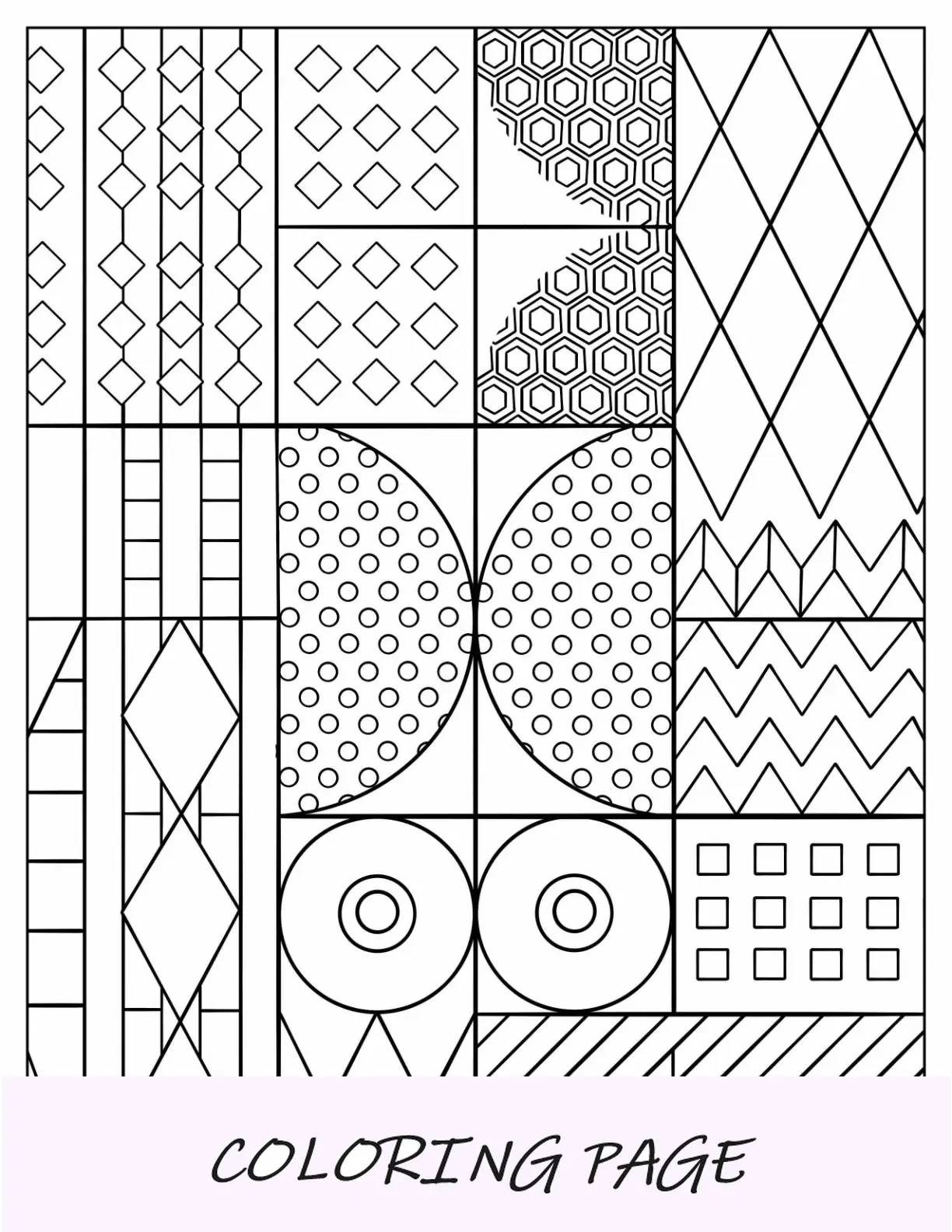 Página completa para colorear geométrica de formas
