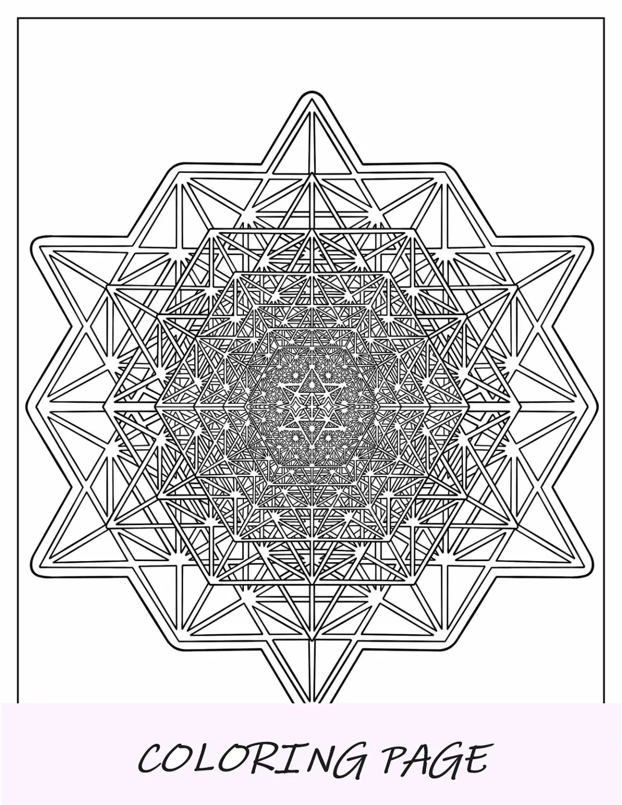 Página para colorear geométrica compleja de estrellas