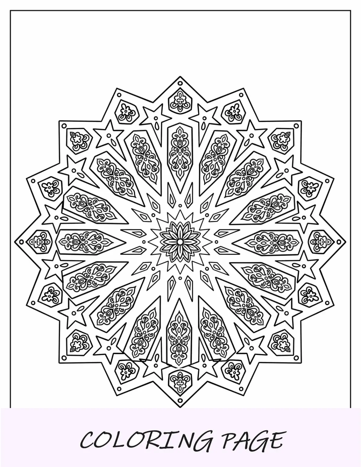 Página para colorear de patrón geométrico de estrella