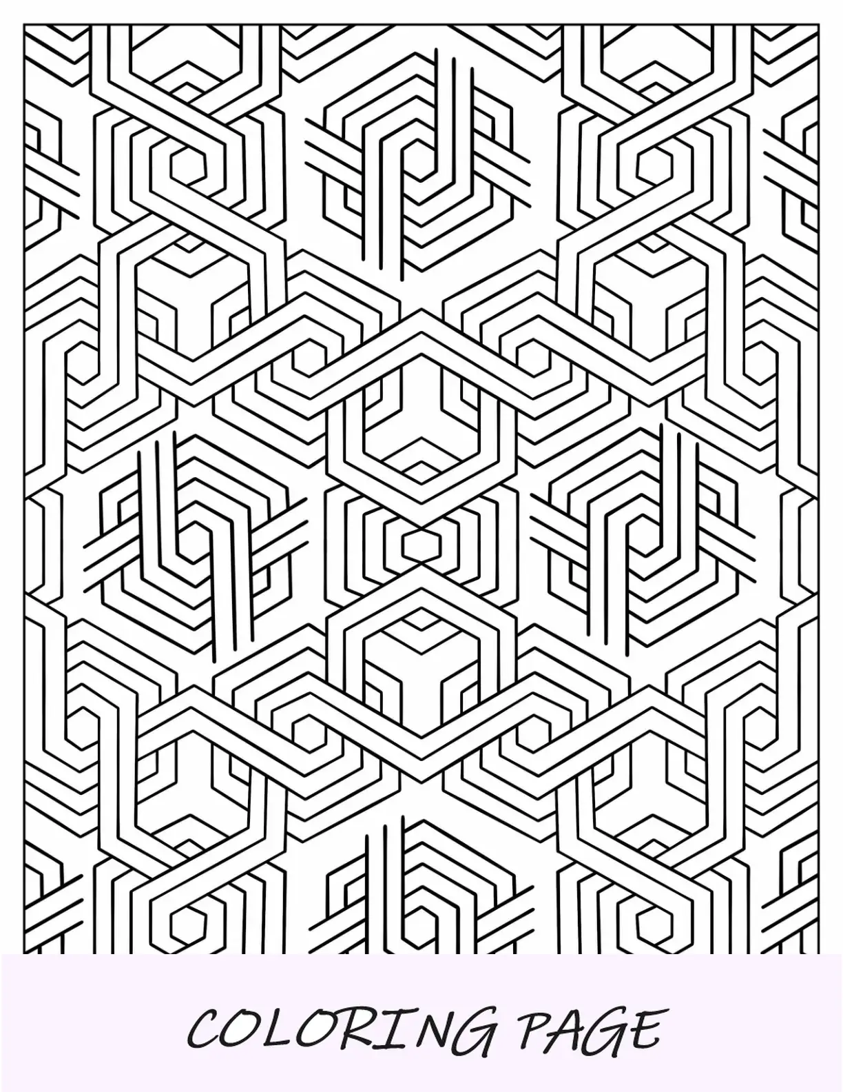 Página para colorear geométrica entrelazada de cubos
